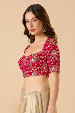 Pink Embellished Georgette Blouse