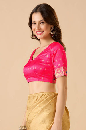 Pink Woven Silk Blouse
