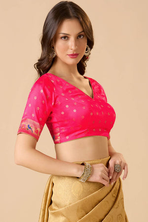 Pink Woven Silk Blouse