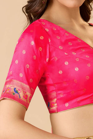 Pink Woven Silk Blouse