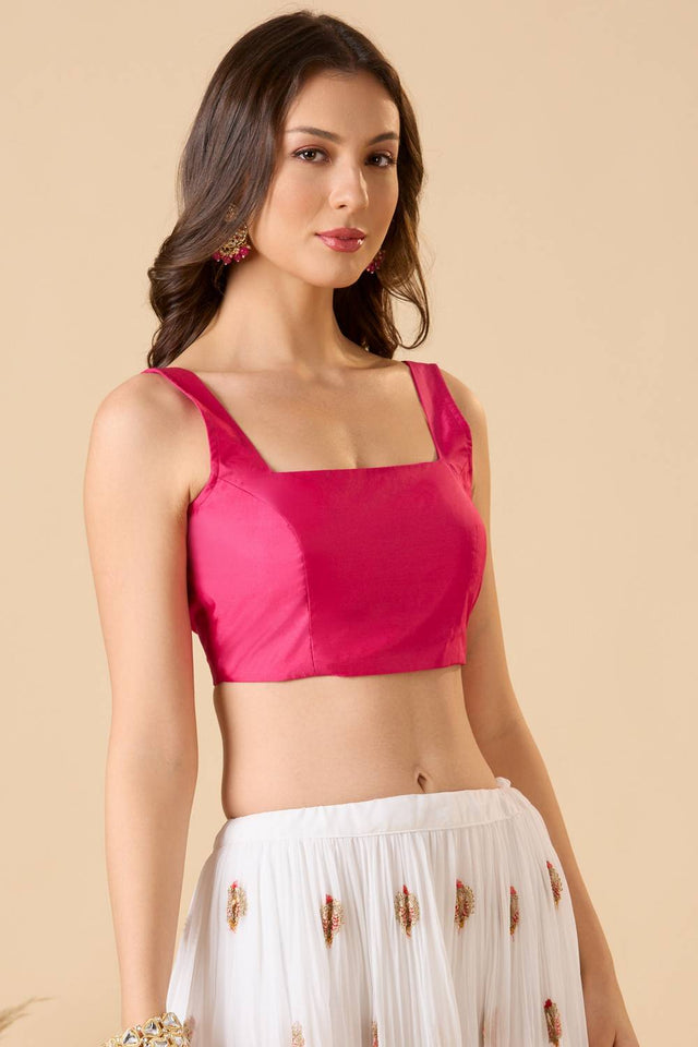 Pink Solid Silk Blouse