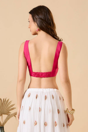 Pink Solid Silk Blouse