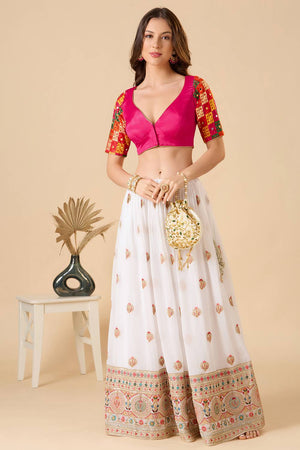 Pink Embroidered Chinon Blouse