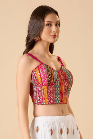 Pink Embroidered Georgette Blouse