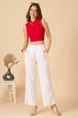 Red Printed Lycra Blouse