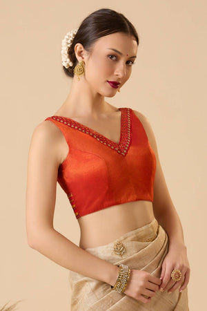 Red Solid Tissue Blouse