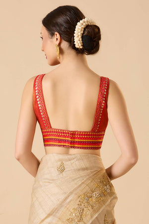 Red Solid Tissue Blouse