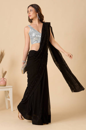 Silver Embellished Georgette Blouse