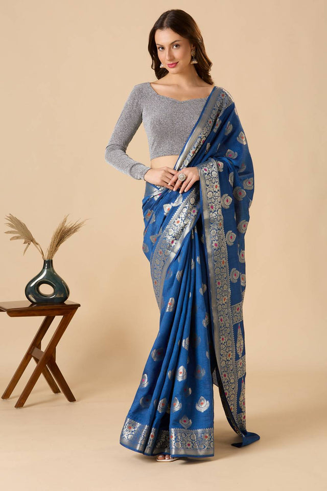 Silver Solid Lycra Blouse