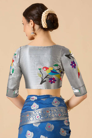 Silver Woven Silk Blouse