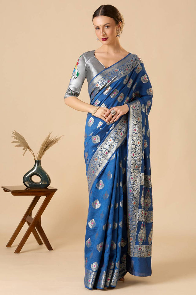 Silver Woven Silk Blouse