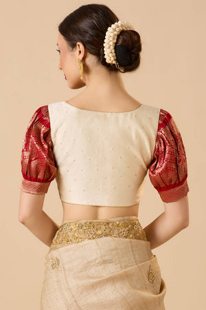 Red Woven Silk Blouse