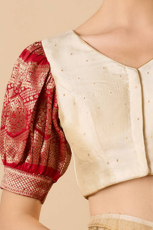 Red Woven Silk Blouse