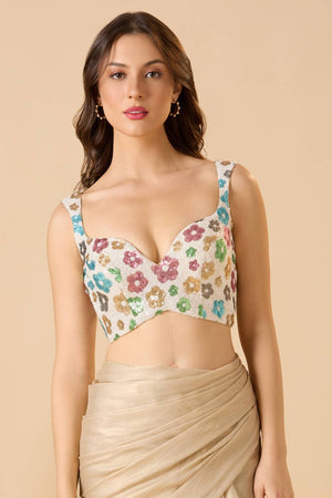 White Embellished Georgette Blouse