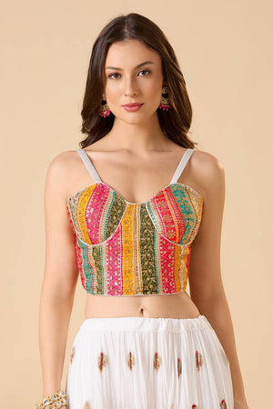 White Embroidered Georgette Blouse