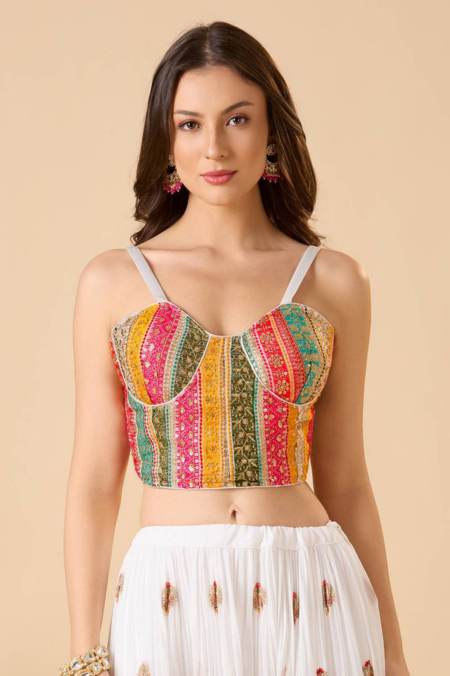 White Embroidered Georgette Blouse