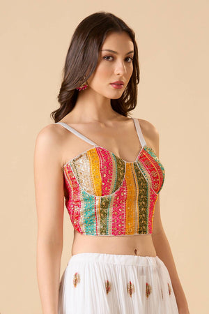 White Embroidered Georgette Blouse