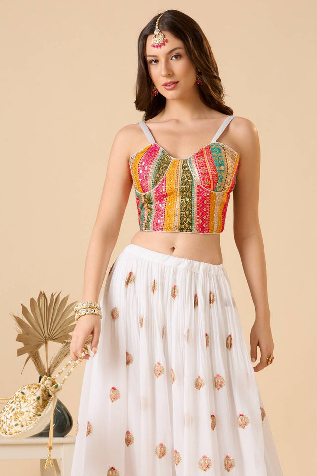 White Embroidered Georgette Blouse