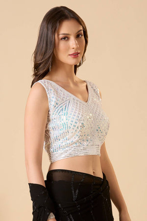 White Embroidered Georgette Blouse