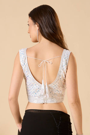 White Embroidered Georgette Blouse