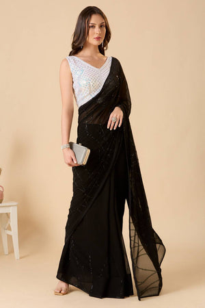 White Embroidered Georgette Blouse