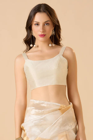 White Solid Silk Blouse