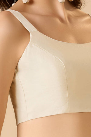 White Solid Silk Blouse