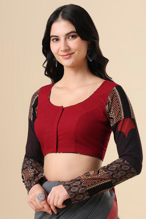 Maroon Printed Cotton Blouse (SUMR-001-MRON)