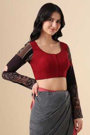 Maroon Printed Cotton Blouse (SUMR-001-MRON)