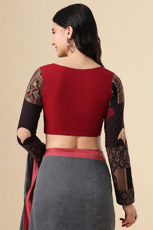 Maroon Printed Cotton Blouse (SUMR-001-MRON)