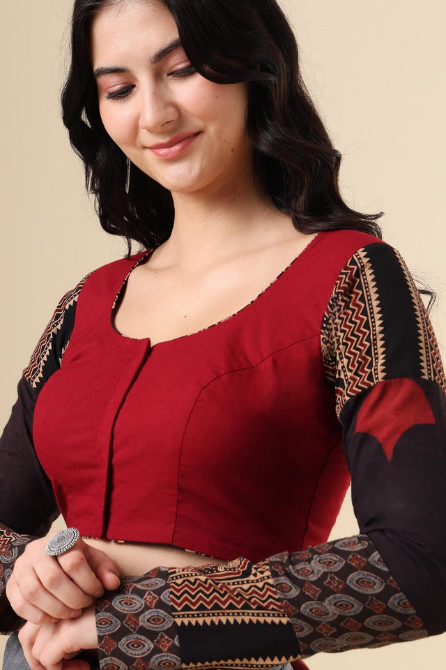 Maroon Printed Cotton Blouse (SUMR-001-MRON)