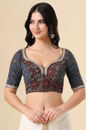 Blue Printed Cotton Blouse (SUMR-003-BLUE)