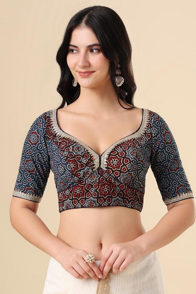 Blue Printed Cotton Blouse (SUMR-003-BLUE)