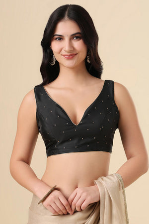 Black Woven Silk Blouse (SUMR-004-BLCK)