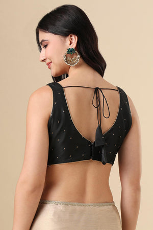 Black Woven Silk Blouse (SUMR-004-BLCK)