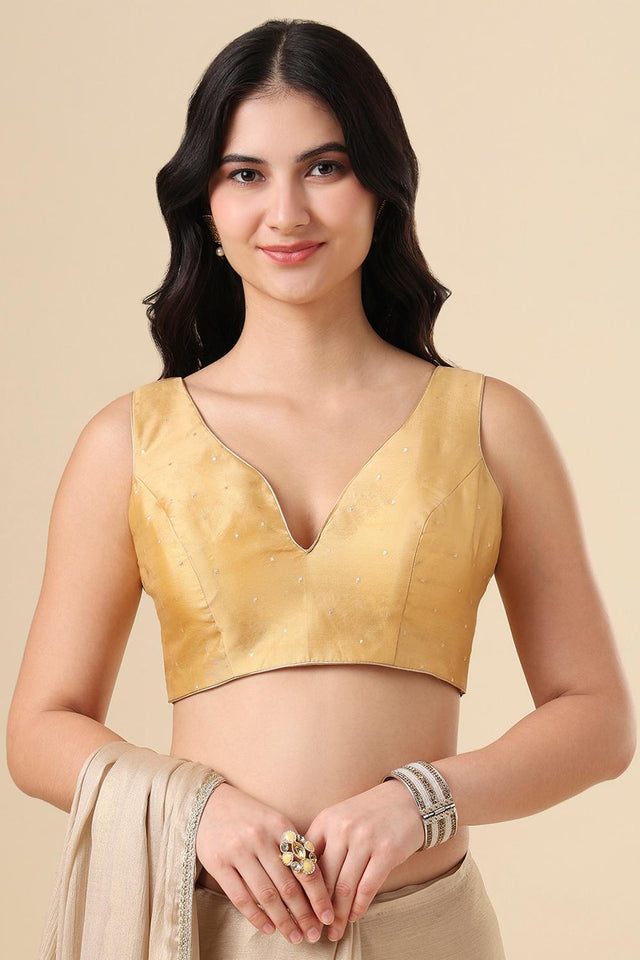 Gold Woven Silk Blouse (SUMR-005-GOLD)
