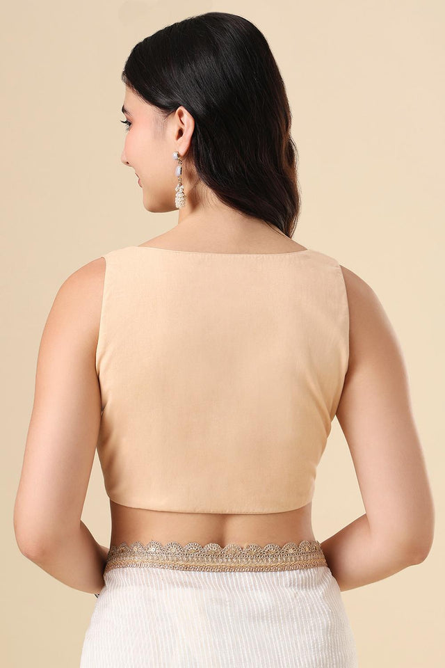 Beige Solid Cotton Blouse (SUMR-007-BEIG)