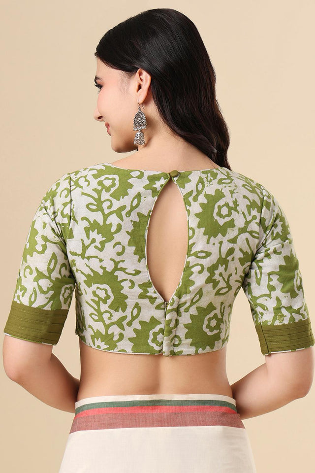 Olive Printed Cotton Blouse (SUMR-008-OLIV)