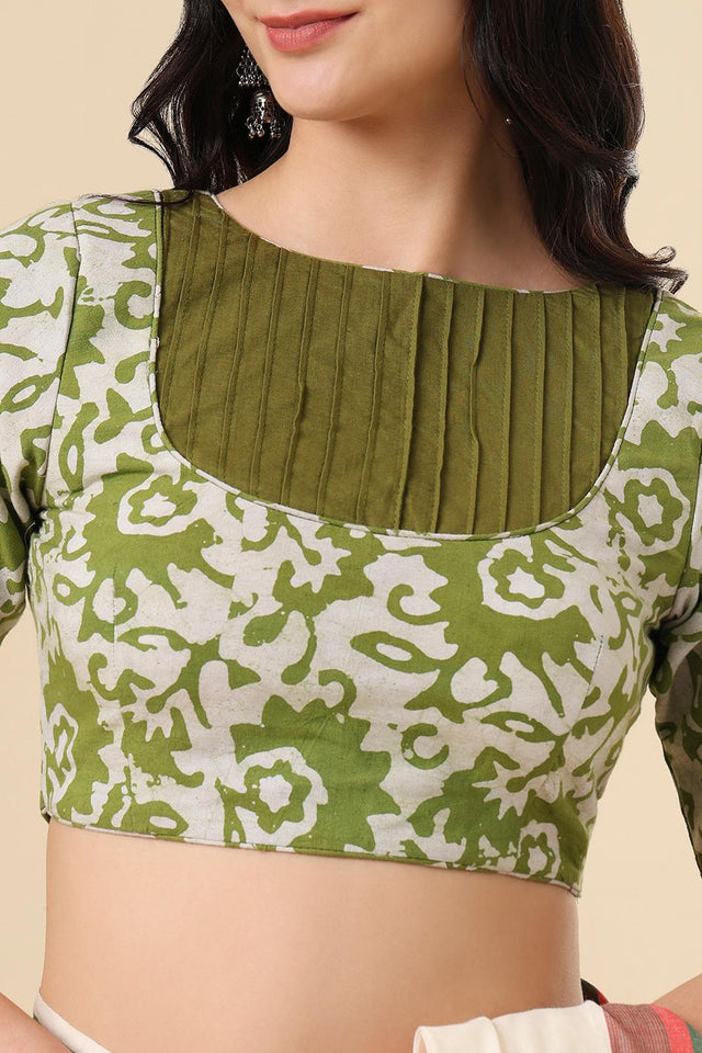 Olive Printed Cotton Blouse (SUMR-008-OLIV)
