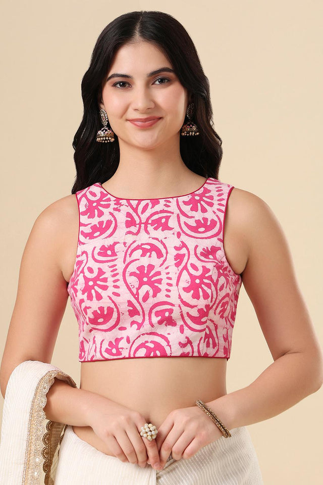 Pink Printed Cotton Blouse (SUMR-009-PINK)