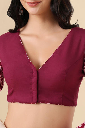 Wine Printed Cotton Blouse (SUMR-010-WINE)