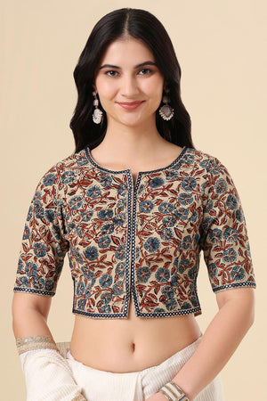 Beige Printed Cotton Blouse (SUMR-011-BEIG)