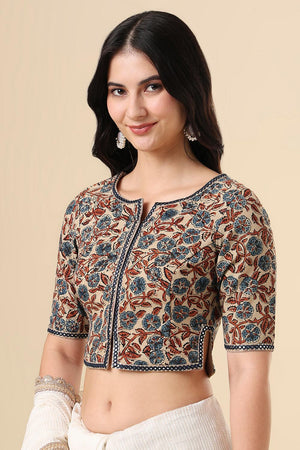 Beige Printed Cotton Blouse (SUMR-011-BEIG)