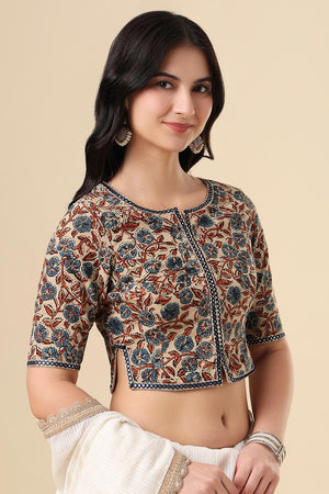 Beige Printed Cotton Blouse (SUMR-011-BEIG)