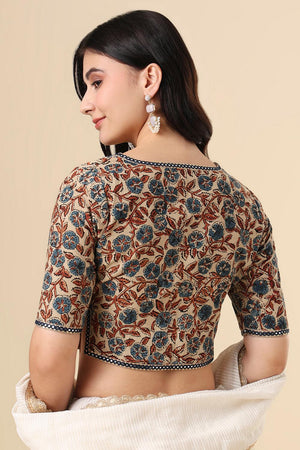 Beige Printed Cotton Blouse (SUMR-011-BEIG)