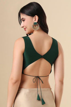 Green Solid Silk Blouse (SUMR-013-GREN)