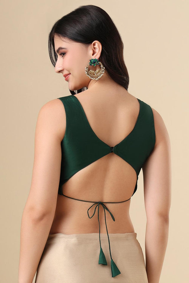Green Solid Silk Blouse (SUMR-013-GREN)