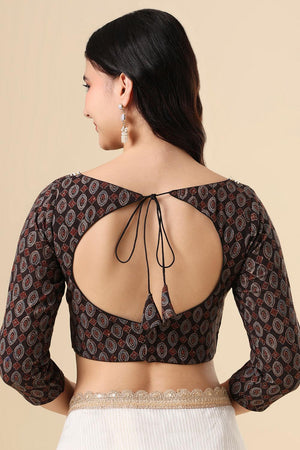 Dark Grey Printed Cotton Blouse (SUMR-015-DGRY)