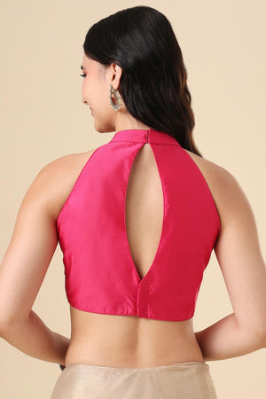 Pink Solid Silk Blouse (SUMR-016-PINK)