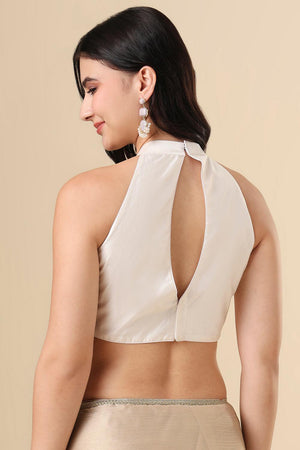 White Solid Silk Blouse (SUMR-017-WHTE)